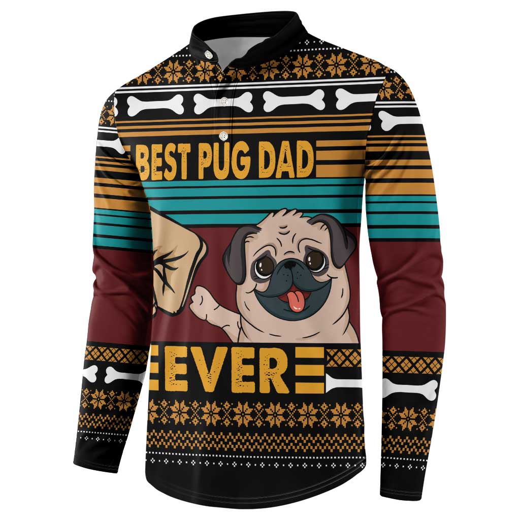 Best Pug Dad Ever Button Sweatshirt Pug Dog Christmas Awesome Dad DT04 - Wonder Print Shop