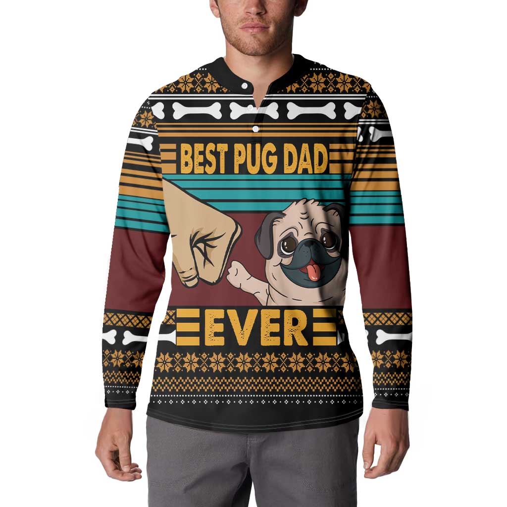 Best Pug Dad Ever Button Sweatshirt Pug Dog Christmas Awesome Dad DT04 - Wonder Print Shop
