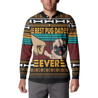 Best Pug Dad Ever Button Sweatshirt Pug Dog Christmas Awesome Dad DT04 - Wonder Print Shop