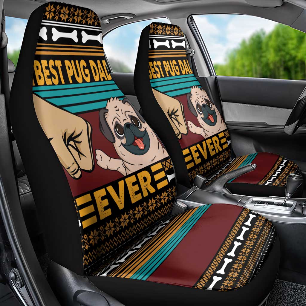 Best Pug Dad Ever Car Seat Cover Pug Dog Christmas Awesome Dad DT04 - Wonder Print Shop