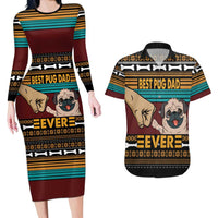 Best Pug Dad Ever Couples Matching Long Sleeve Bodycon Dress and Hawaiian Shirt Pug Dog Christmas Awesome Dad DT04 - Wonder Print Shop