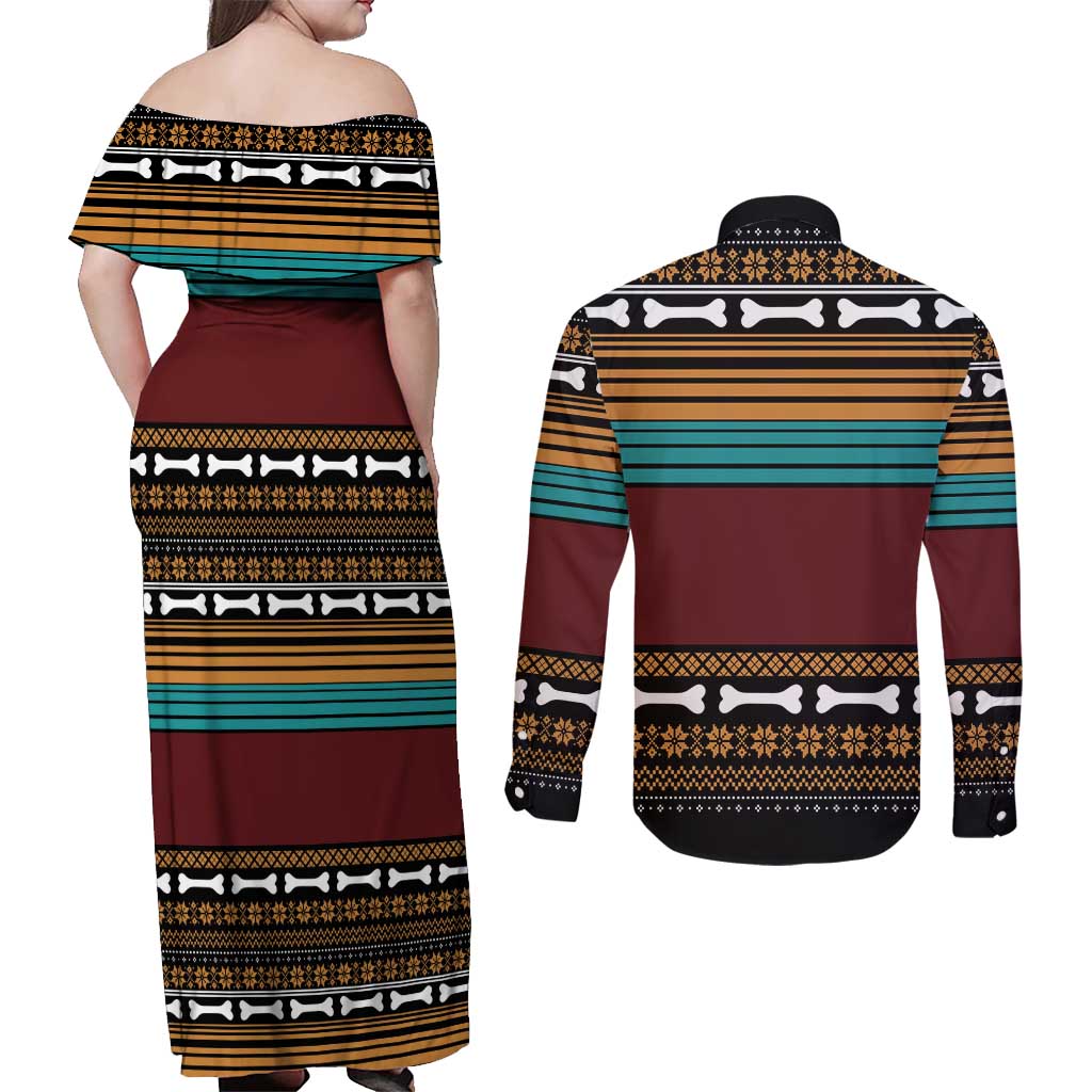 Best Pug Dad Ever Couples Matching Off Shoulder Maxi Dress and Long Sleeve Button Shirt Pug Dog Christmas Awesome Dad DT04 - Wonder Print Shop