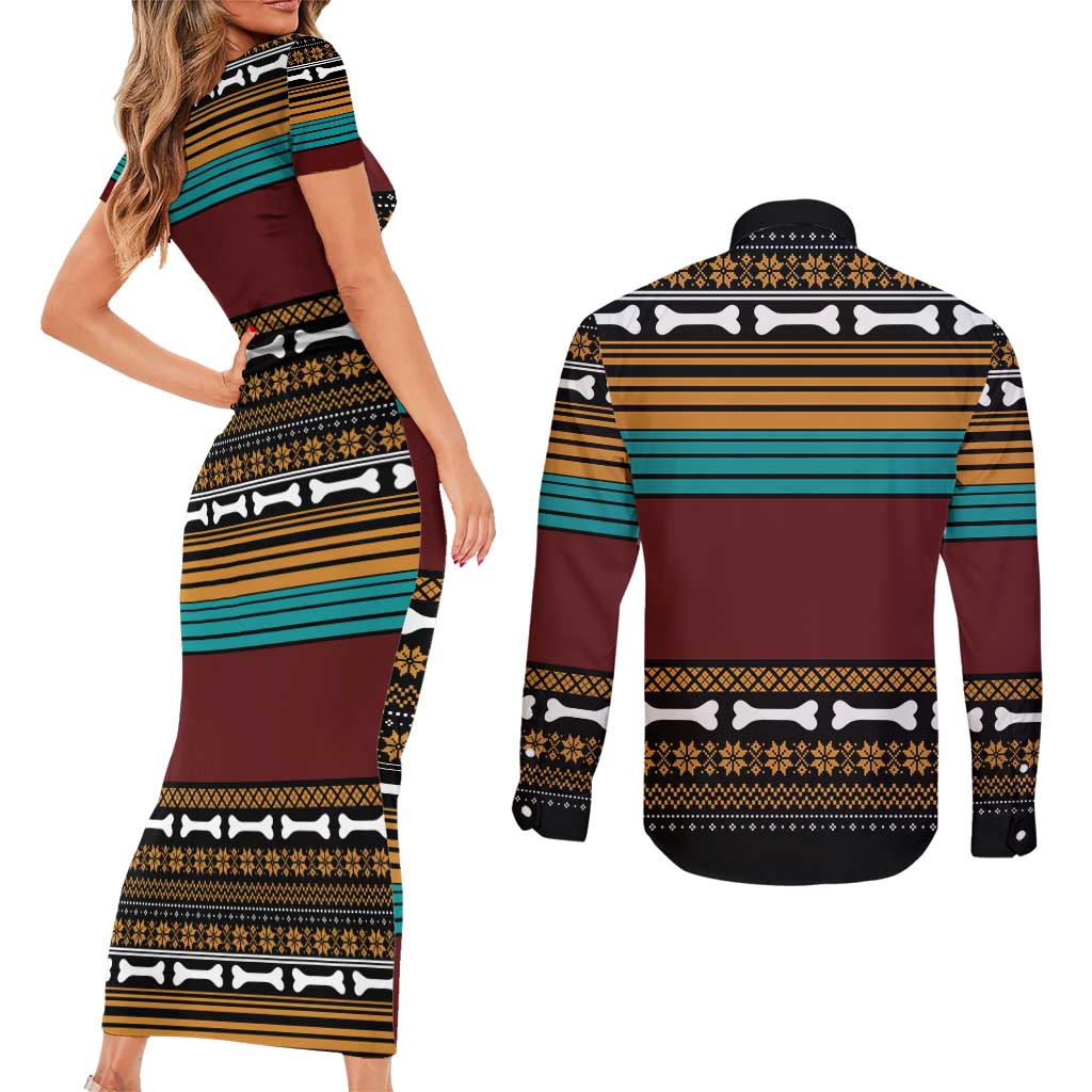 Best Pug Dad Ever Couples Matching Short Sleeve Bodycon Dress and Long Sleeve Button Shirt Pug Dog Christmas Awesome Dad DT04 - Wonder Print Shop