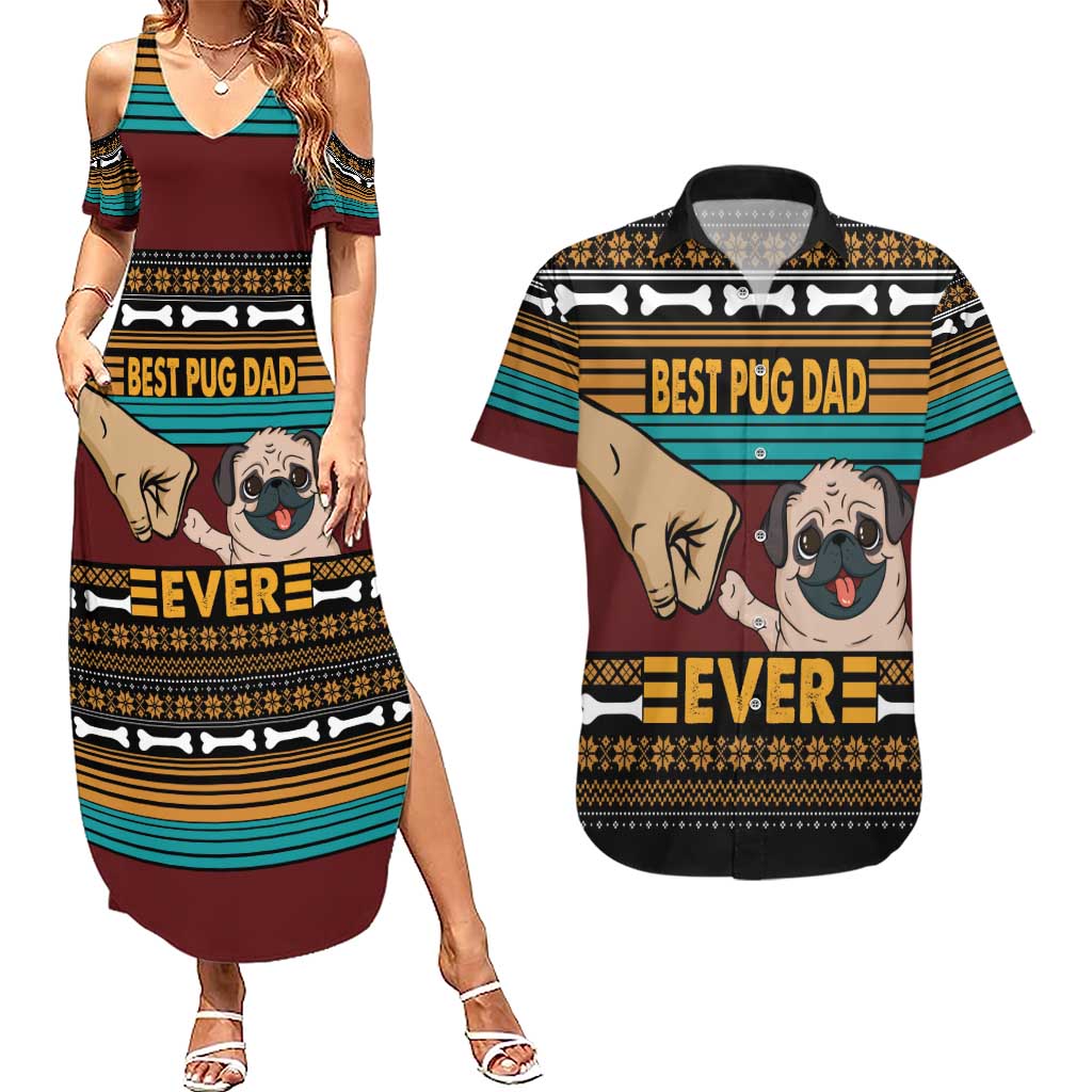 Best Pug Dad Ever Couples Matching Summer Maxi Dress and Hawaiian Shirt Pug Dog Christmas Awesome Dad DT04 - Wonder Print Shop