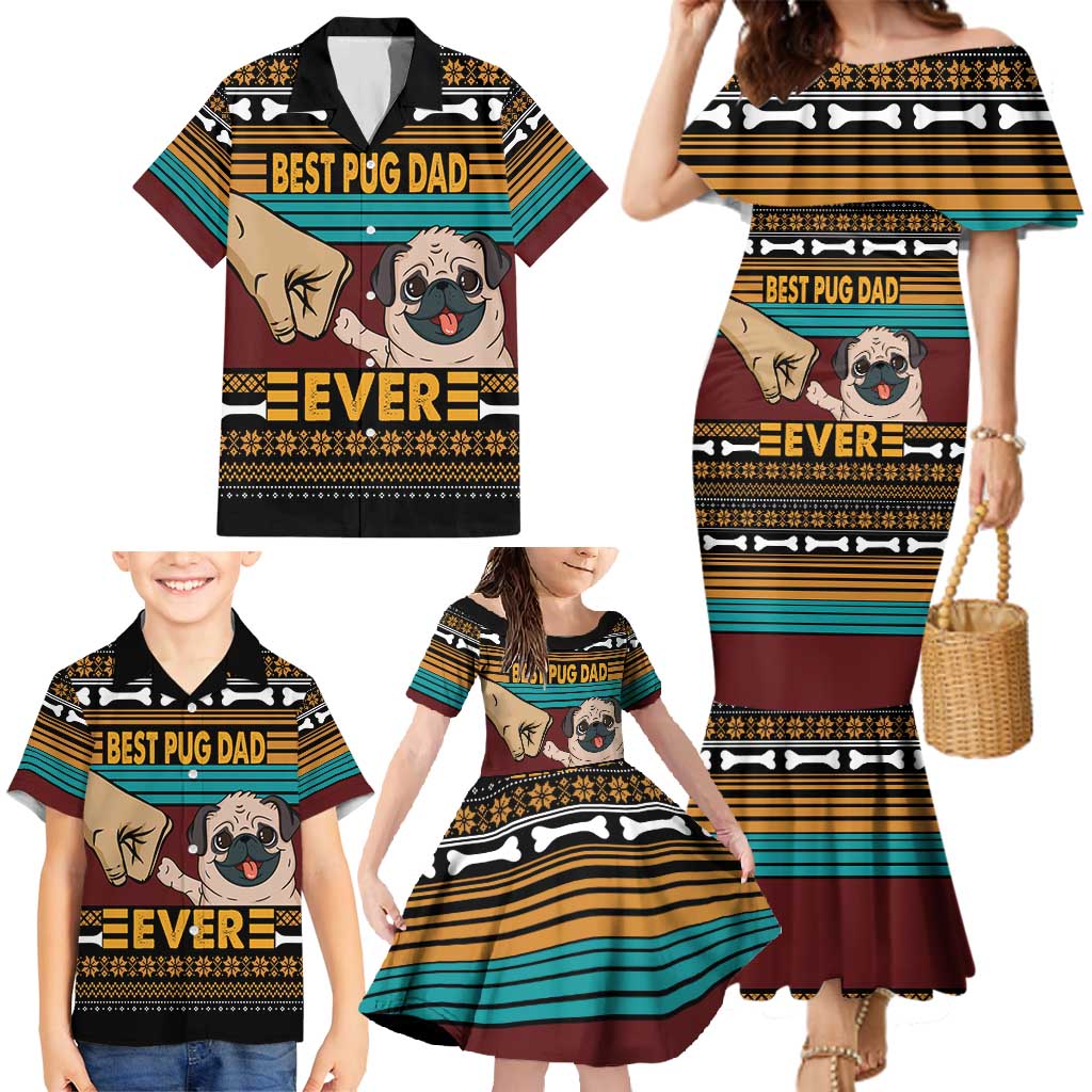 Best Pug Dad Ever Family Matching Mermaid Dress and Hawaiian Shirt Pug Dog Christmas Awesome Dad DT04 - Wonder Print Shop