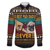 Best Pug Dad Ever Family Matching Off The Shoulder Long Sleeve Dress and Hawaiian Shirt Pug Dog Christmas Awesome Dad DT04 - Wonder Print Shop