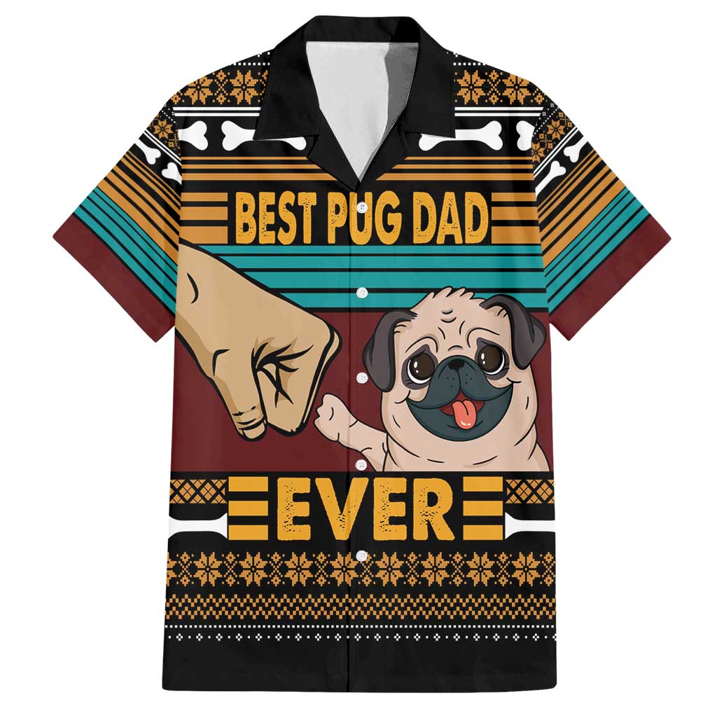 Best Pug Dad Ever Family Matching Off Shoulder Maxi Dress and Hawaiian Shirt Pug Dog Christmas Awesome Dad DT04 - Wonder Print Shop