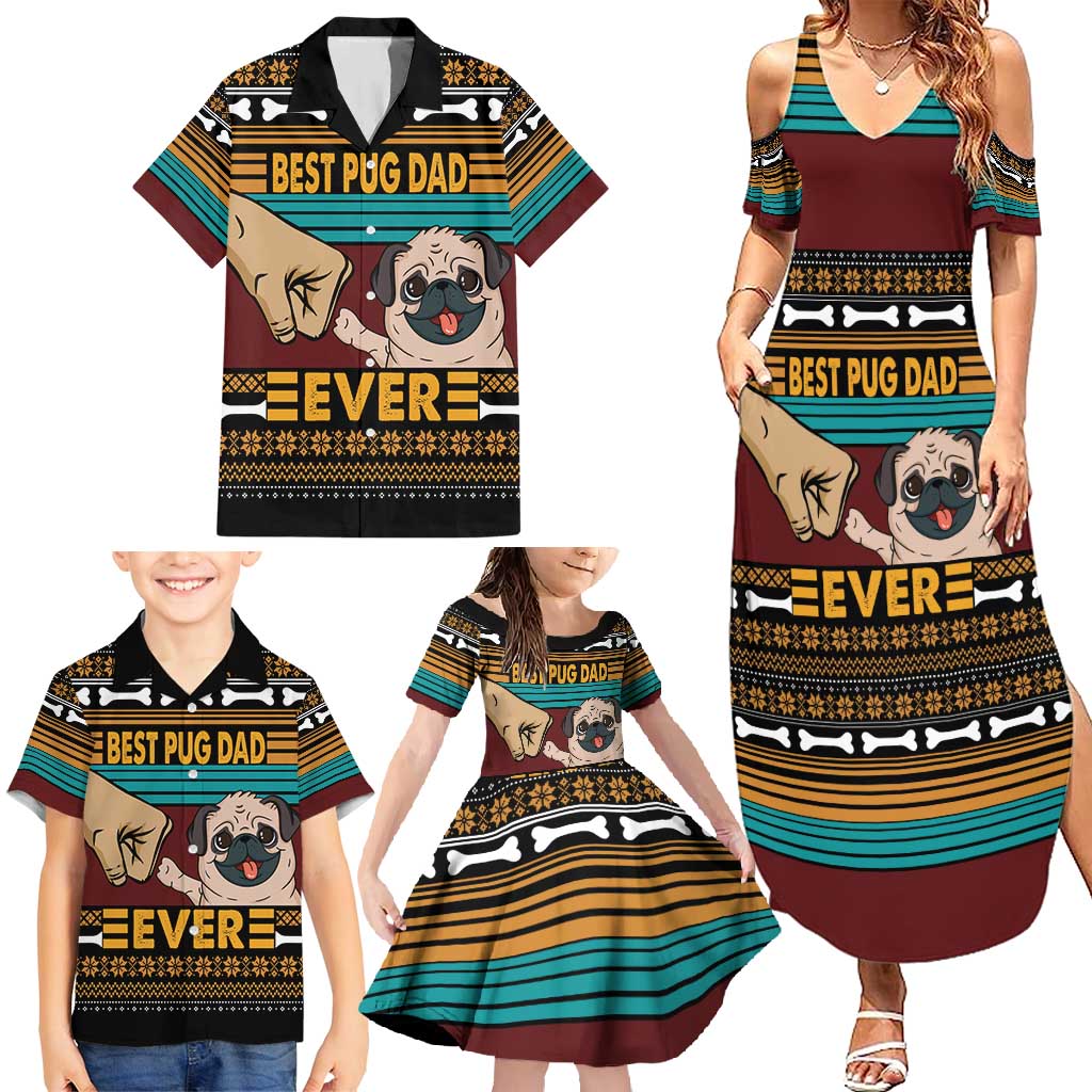 Best Pug Dad Ever Family Matching Summer Maxi Dress and Hawaiian Shirt Pug Dog Christmas Awesome Dad DT04 - Wonder Print Shop