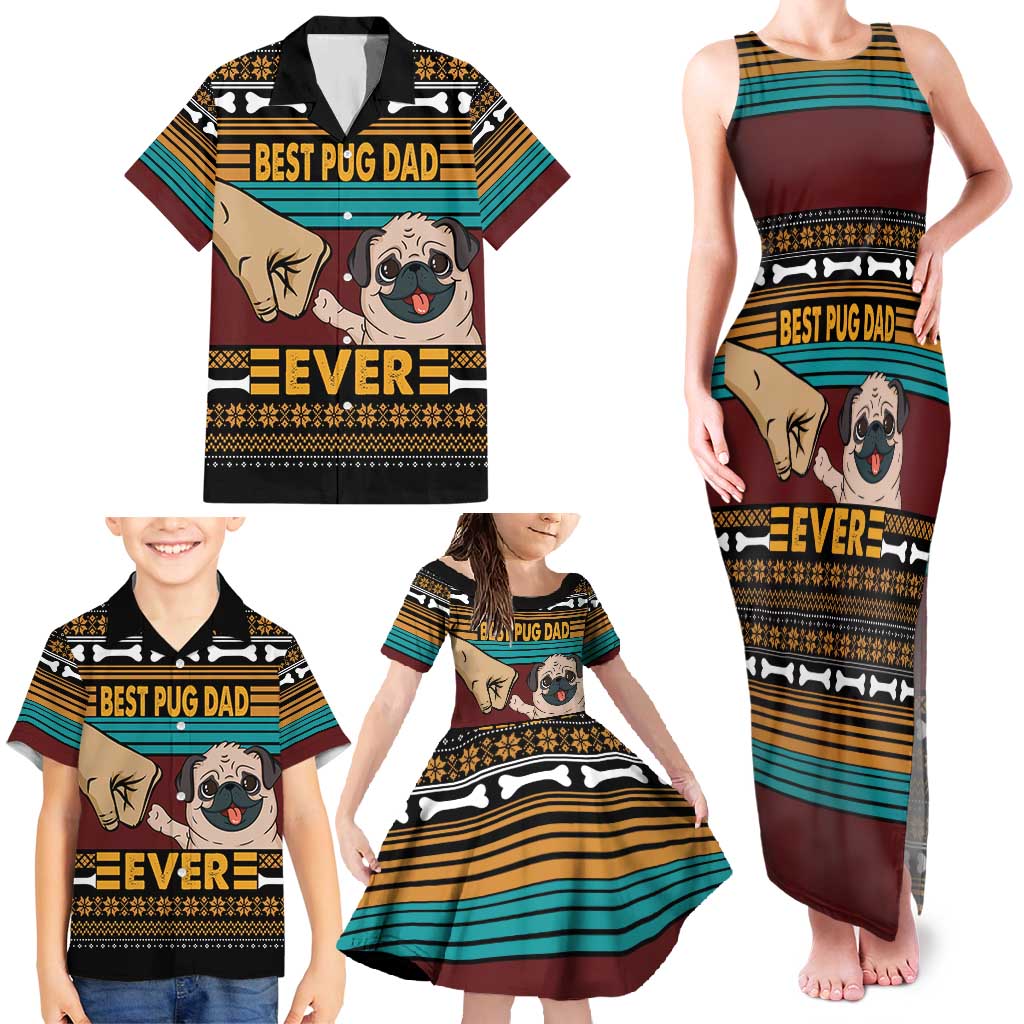 Best Pug Dad Ever Family Matching Tank Maxi Dress and Hawaiian Shirt Pug Dog Christmas Awesome Dad DT04 - Wonder Print Shop