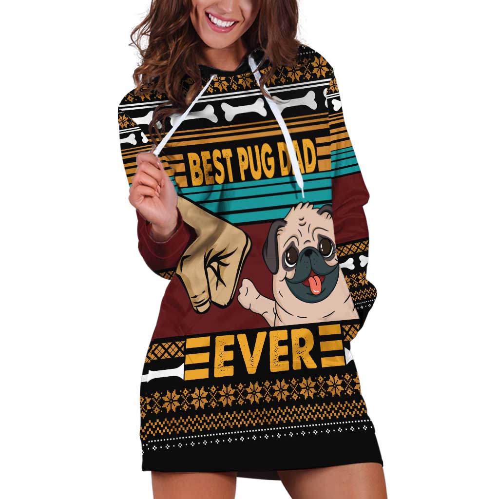 Best Pug Dad Ever Hoodie Dress Pug Dog Christmas Awesome Dad DT04 - Wonder Print Shop