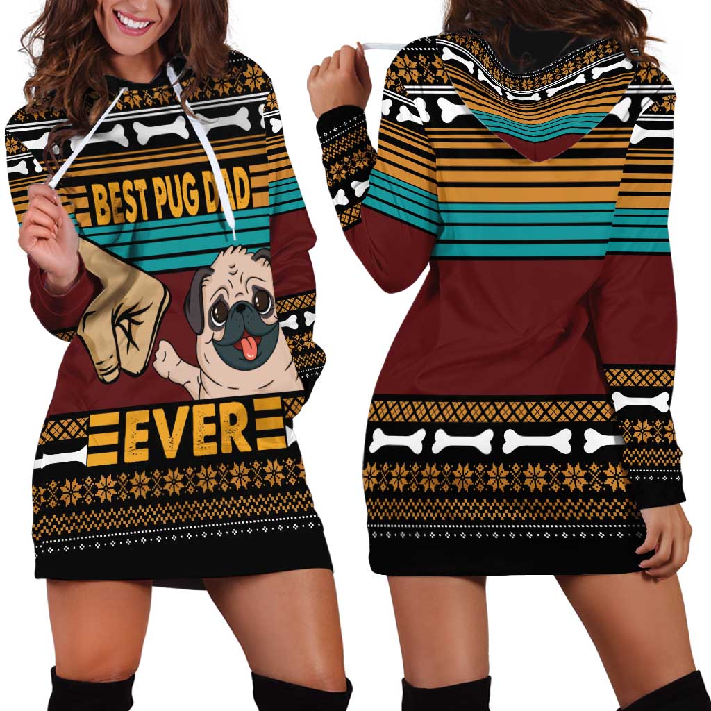 Best Pug Dad Ever Hoodie Dress Pug Dog Christmas Awesome Dad DT04 - Wonder Print Shop