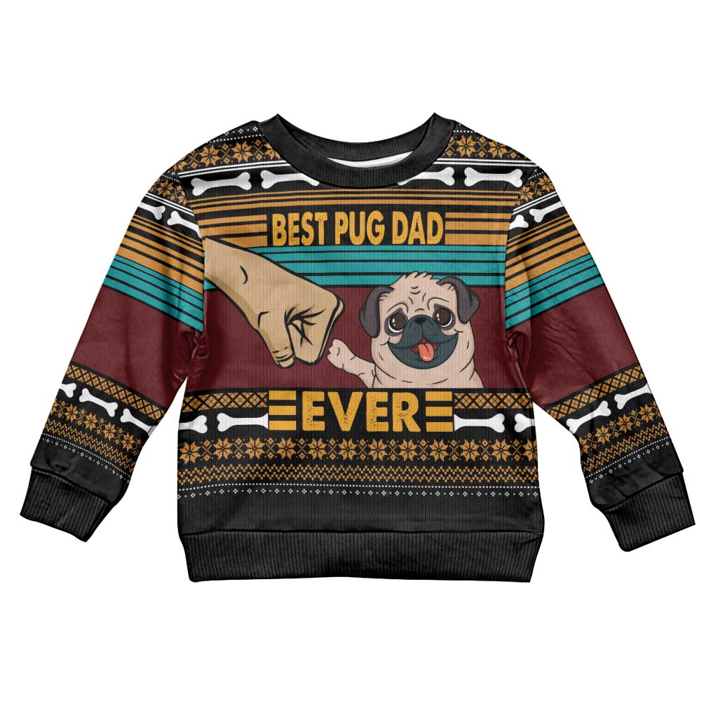 Best Pug Dad Ever Kid Ugly Christmas Sweater Pug Dog Christmas Awesome Dad DT04 - Wonder Print Shop
