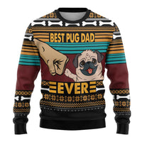 Best Pug Dad Ever Ugly Christmas Sweater Pug Dog Christmas Awesome Dad DT04 - Wonder Print Shop