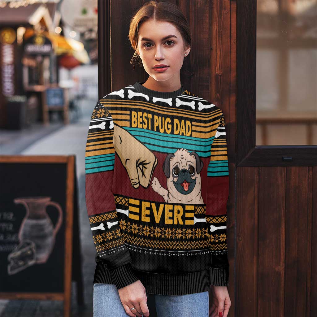 Best Pug Dad Ever Ugly Christmas Sweater Pug Dog Christmas Awesome Dad DT04 - Wonder Print Shop