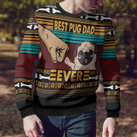 Best Pug Dad Ever Ugly Christmas Sweater Pug Dog Christmas Awesome Dad DT04 - Wonder Print Shop