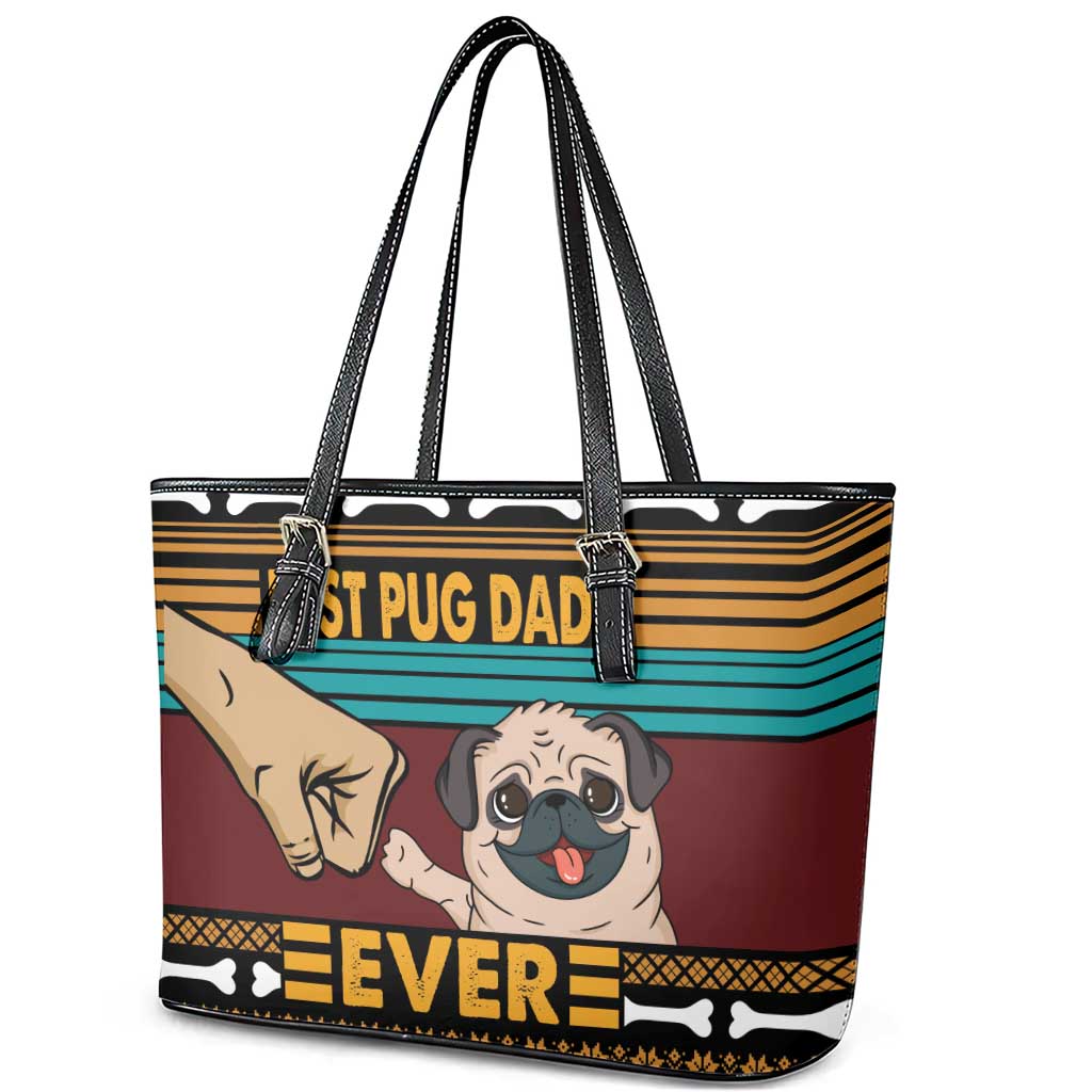 Best Pug Dad Ever Leather Tote Bag Pug Dog Christmas Awesome Dad DT04 - Wonder Print Shop