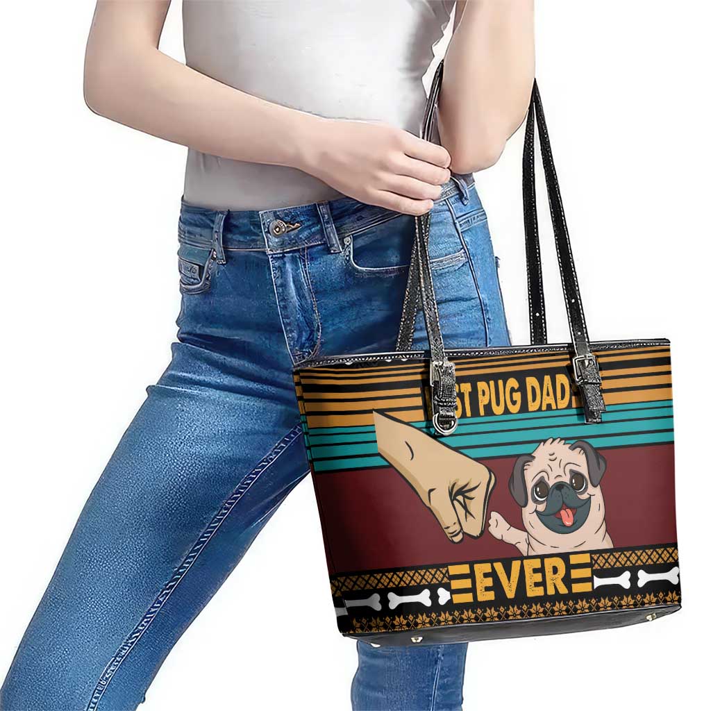 Best Pug Dad Ever Leather Tote Bag Pug Dog Christmas Awesome Dad DT04 - Wonder Print Shop
