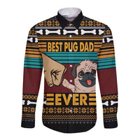 Best Pug Dad Ever Long Sleeve Button Shirt Pug Dog Christmas Awesome Dad DT04 - Wonder Print Shop