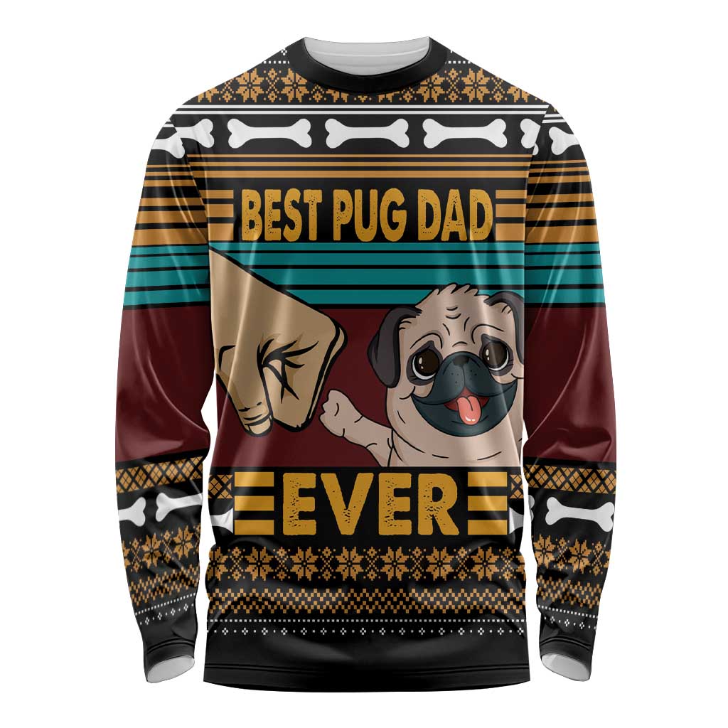Best Pug Dad Ever Long Sleeve Shirt Pug Dog Christmas Awesome Dad DT04 - Wonder Print Shop