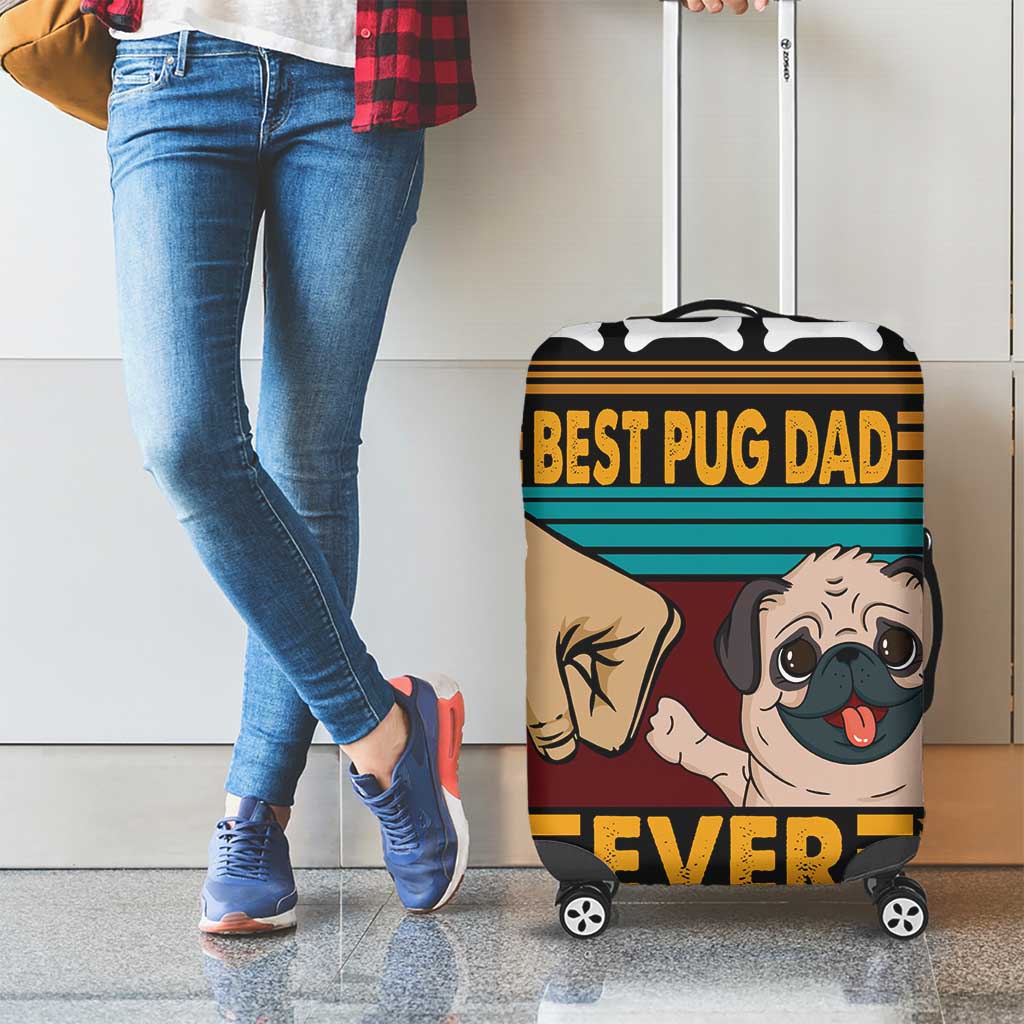 Best Pug Dad Ever Luggage Cover Pug Dog Christmas Awesome Dad DT04 - Wonder Print Shop