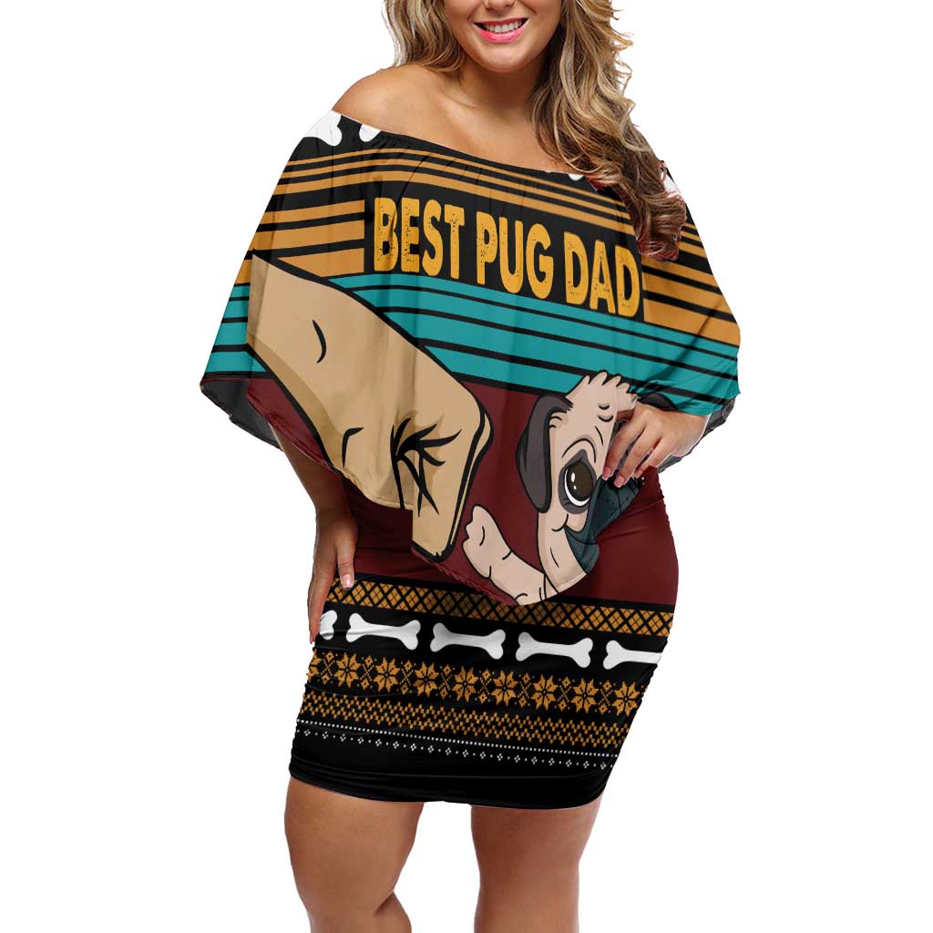 Best Pug Dad Ever Off Shoulder Short Dress Pug Dog Christmas Awesome Dad DT04 - Wonder Print Shop