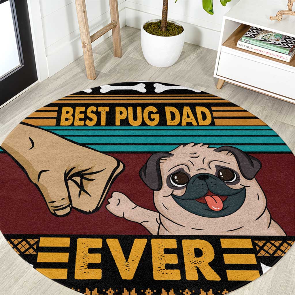 Best Pug Dad Ever Round Carpet Pug Dog Christmas Awesome Dad