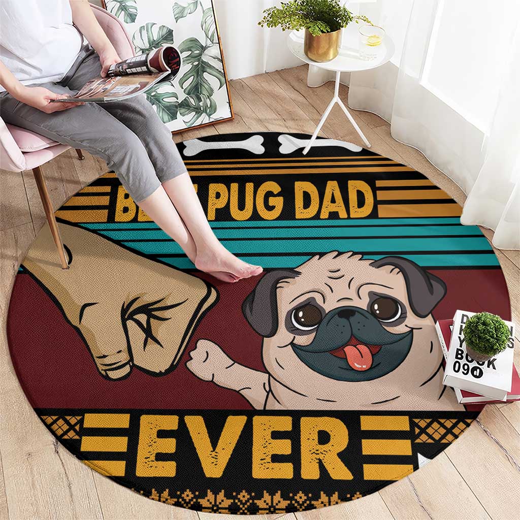 Best Pug Dad Ever Round Carpet Pug Dog Christmas Awesome Dad