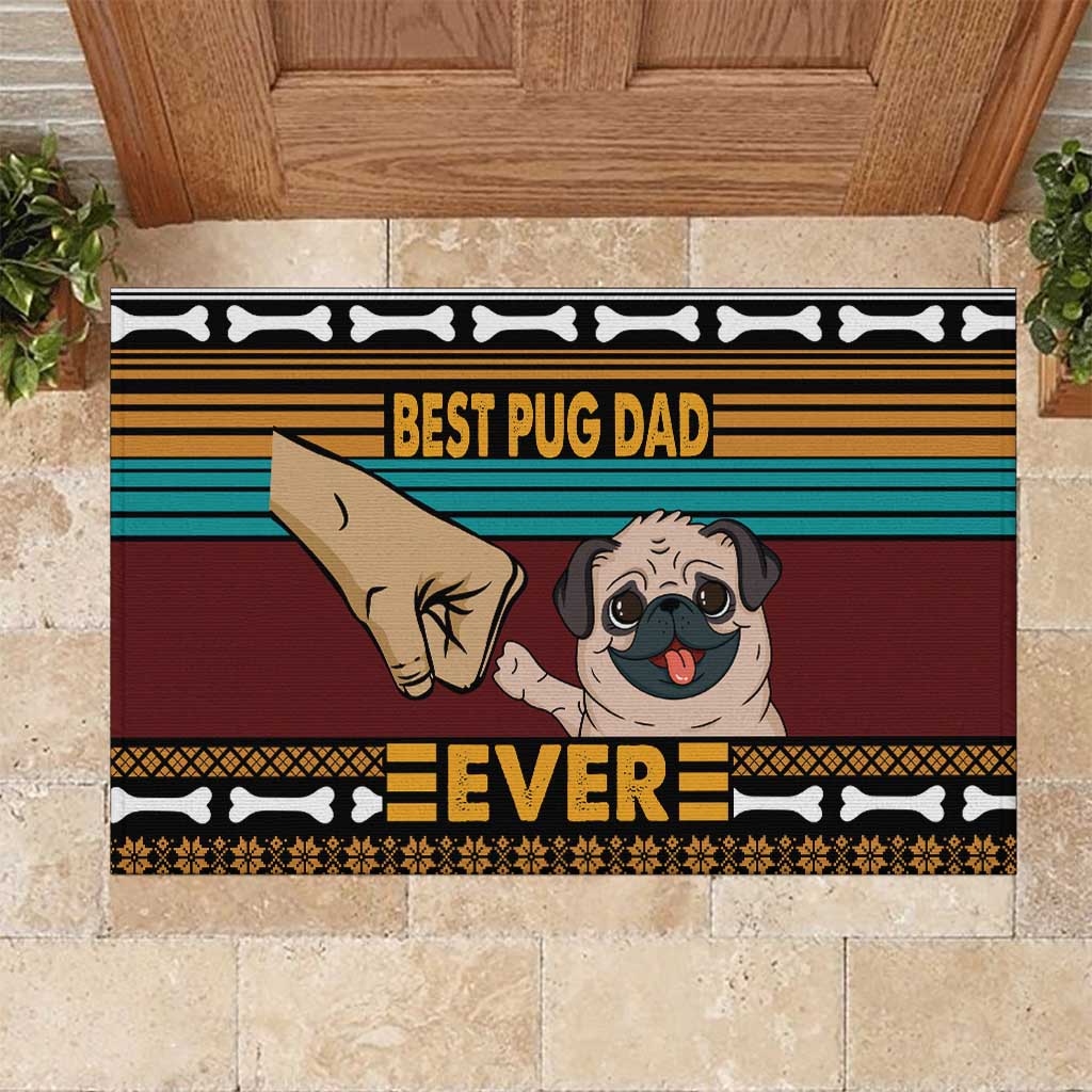 Best Pug Dad Ever Rubber Doormat Pug Dog Christmas Awesome Dad DT04 - Wonder Print Shop