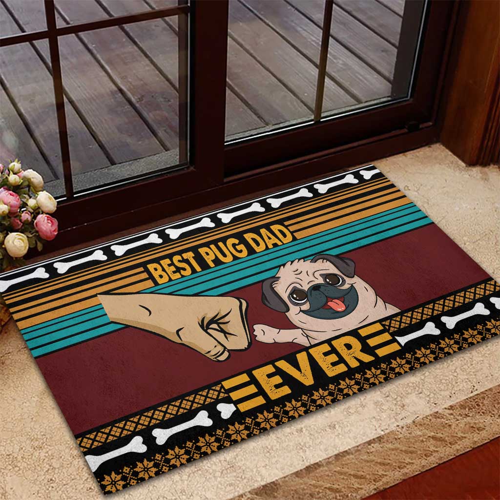 Best Pug Dad Ever Rubber Doormat Pug Dog Christmas Awesome Dad DT04 - Wonder Print Shop