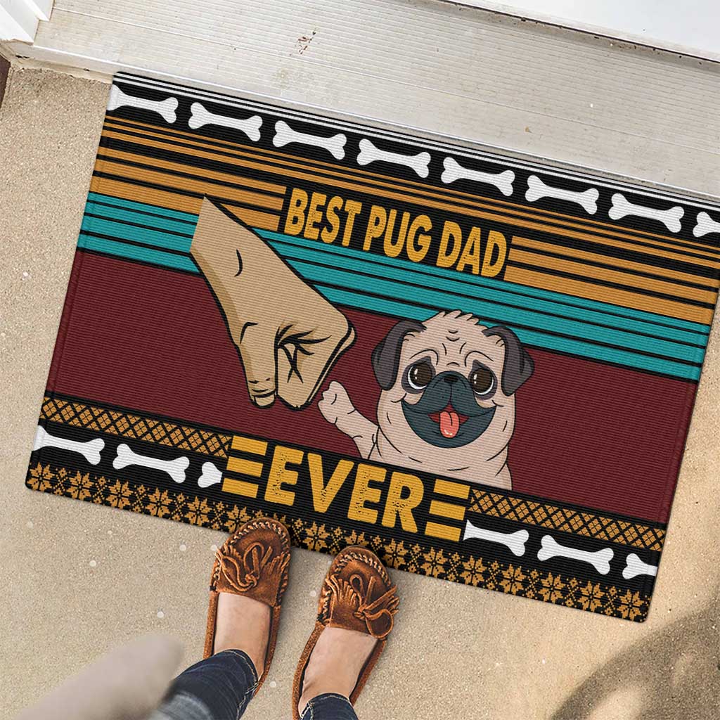 Best Pug Dad Ever Rubber Doormat Pug Dog Christmas Awesome Dad DT04 - Wonder Print Shop