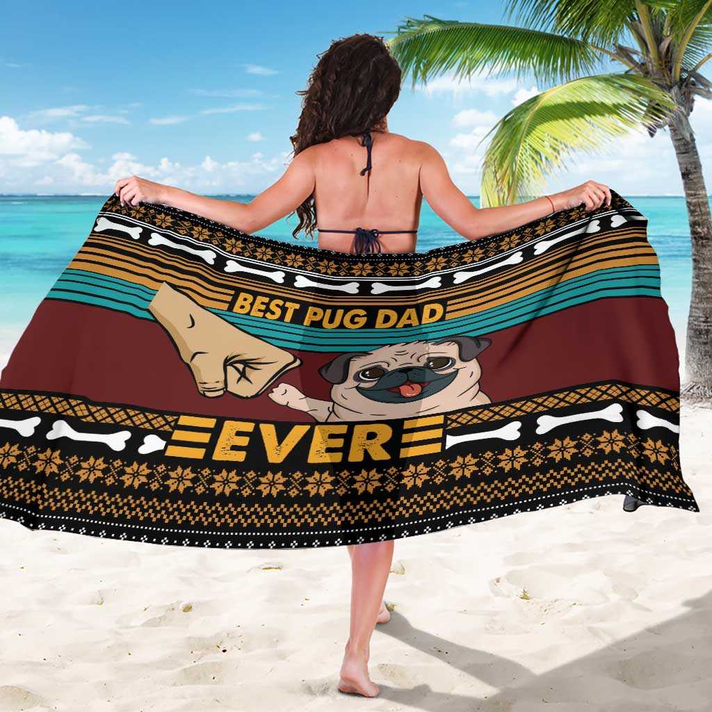 Best Pug Dad Ever Sarong Pug Dog Christmas Awesome Dad DT04 - Wonder Print Shop