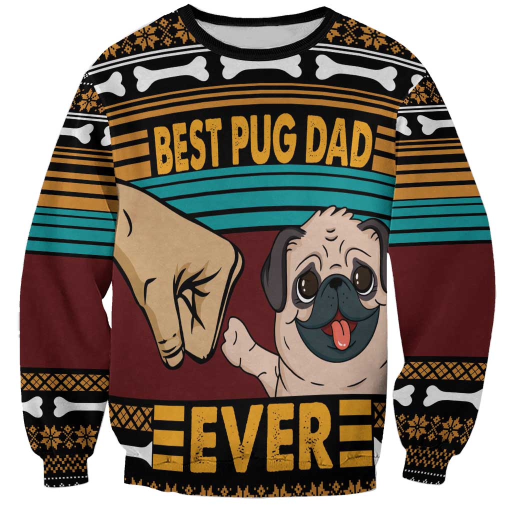 Best Pug Dad Ever Sweatshirt Pug Dog Christmas Awesome Dad DT04 - Wonder Print Shop