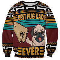Best Pug Dad Ever Sweatshirt Pug Dog Christmas Awesome Dad DT04 - Wonder Print Shop