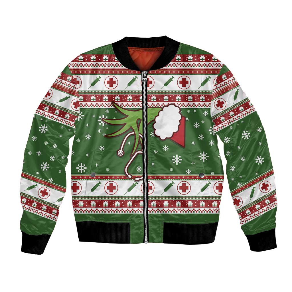 Nurse Bomber Jacket Nurse Grinch Christmas DT04 - Wonder Print Shop