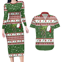 Nurse Couples Matching Long Sleeve Bodycon Dress and Hawaiian Shirt Nurse Grinch Christmas DT04 - Wonder Print Shop