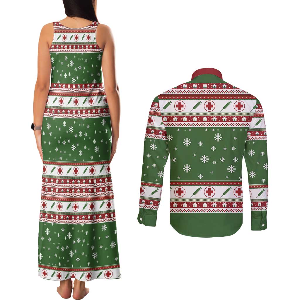 Nurse Couples Matching Tank Maxi Dress and Long Sleeve Button Shirt Nurse Grinch Christmas DT04 - Wonder Print Shop