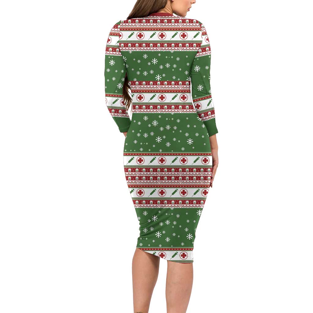 Nurse Family Matching Long Sleeve Bodycon Dress and Hawaiian Shirt Nurse Grinch Christmas DT04 - Wonder Print Shop