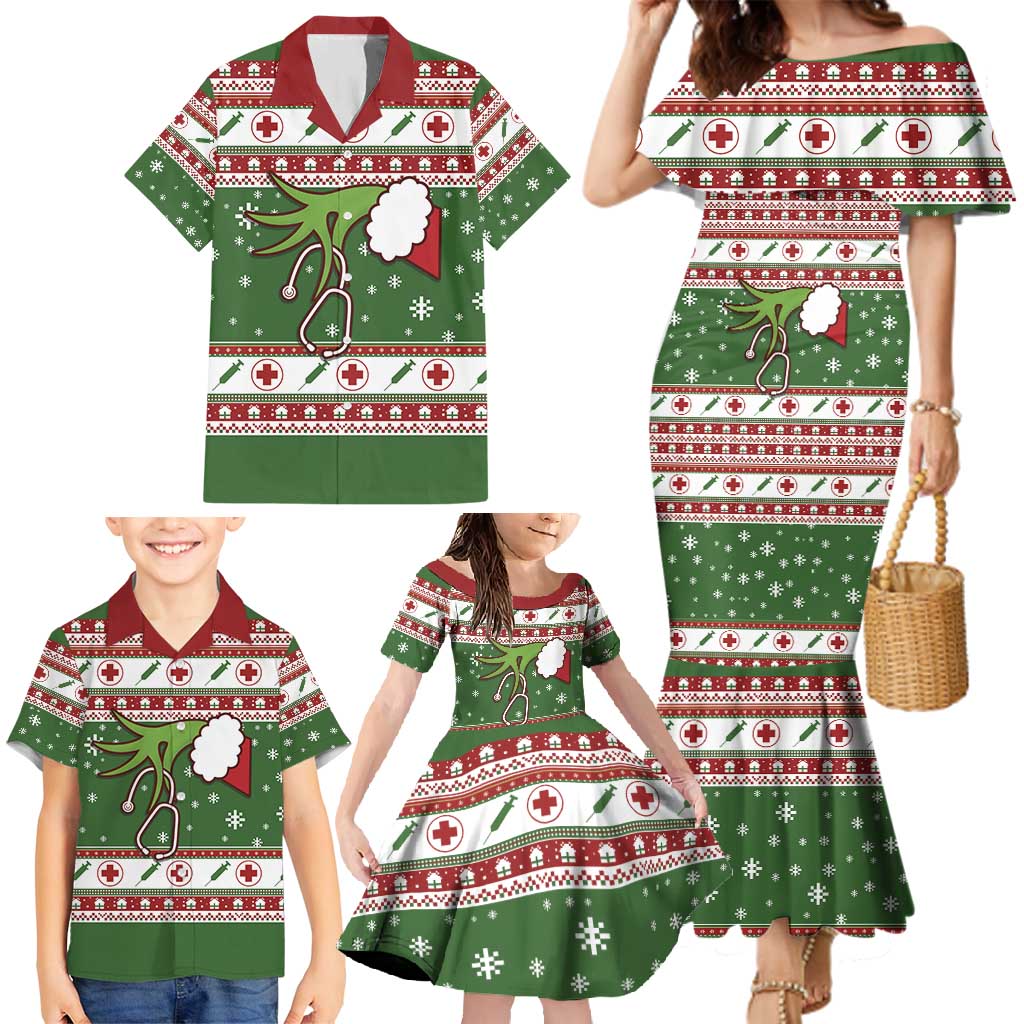 Nurse Family Matching Mermaid Dress and Hawaiian Shirt Nurse Grinch Christmas DT04 - Wonder Print Shop