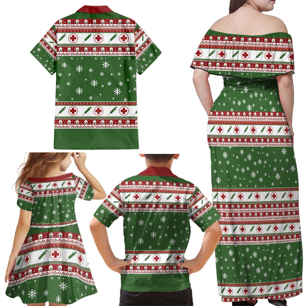 Nurse Family Matching Off Shoulder Maxi Dress and Hawaiian Shirt Nurse Grinch Christmas DT04 - Wonder Print Shop