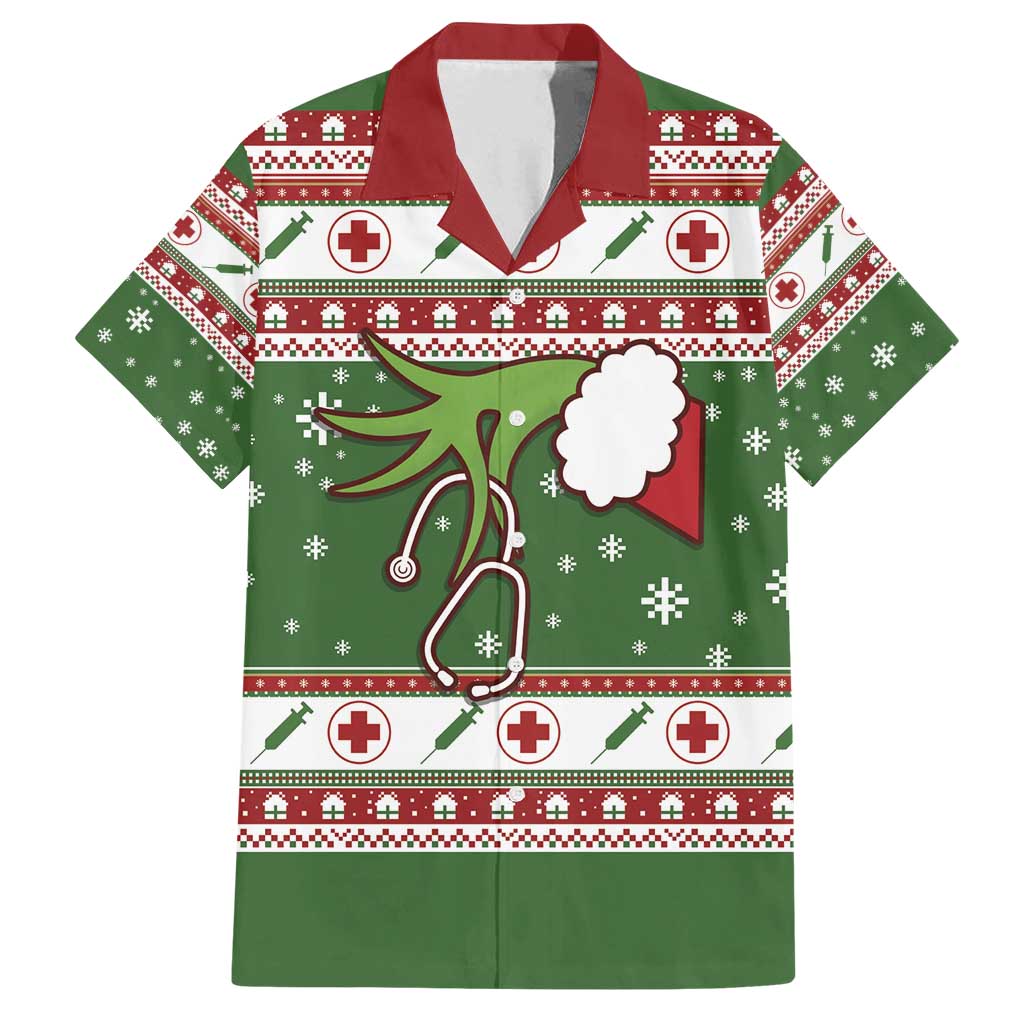 Nurse Family Matching Off Shoulder Maxi Dress and Hawaiian Shirt Nurse Grinch Christmas DT04 - Wonder Print Shop