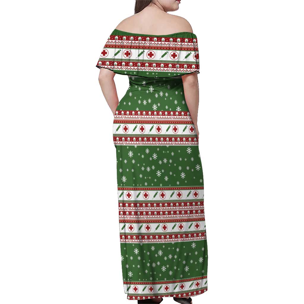 Nurse Family Matching Off Shoulder Maxi Dress and Hawaiian Shirt Nurse Grinch Christmas DT04 - Wonder Print Shop