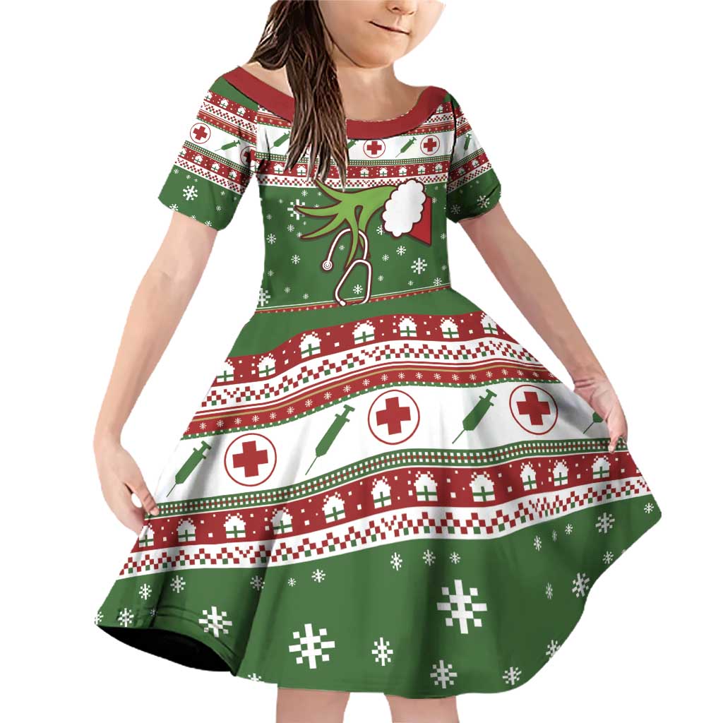 Nurse Family Matching Off Shoulder Short Dress and Hawaiian Shirt Nurse Grinch Christmas DT04 - Wonder Print Shop