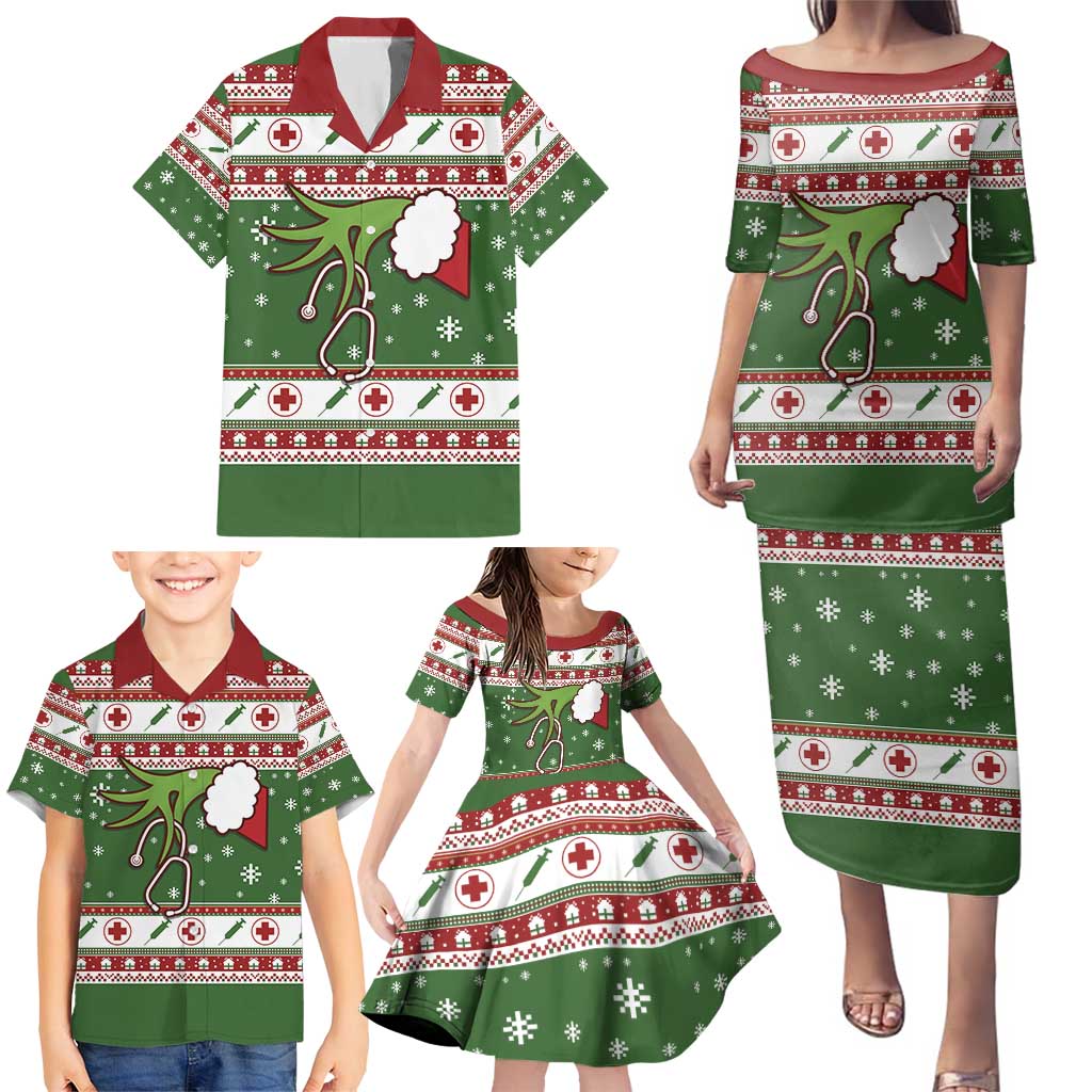 Nurse Family Matching Puletasi and Hawaiian Shirt Nurse Grinch Christmas DT04 - Wonder Print Shop