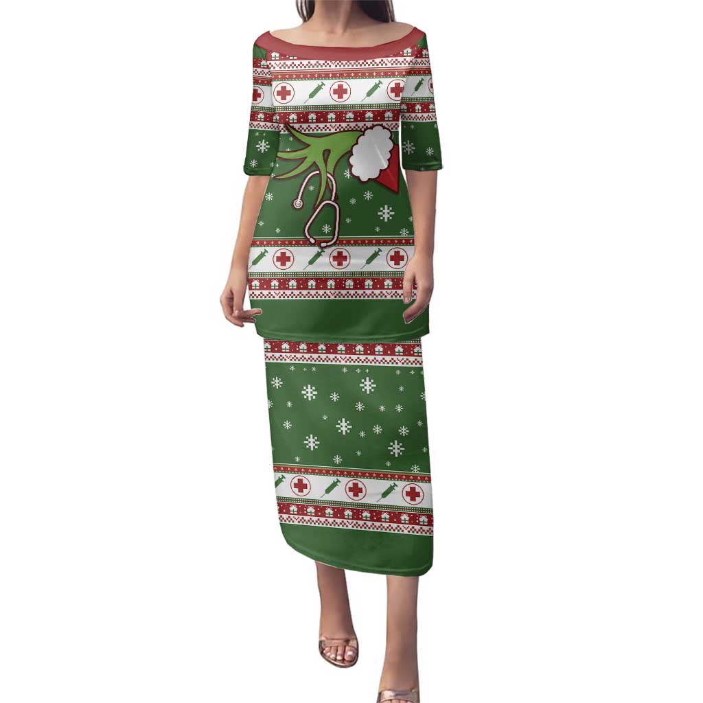 Nurse Family Matching Puletasi and Hawaiian Shirt Nurse Grinch Christmas DT04 - Wonder Print Shop