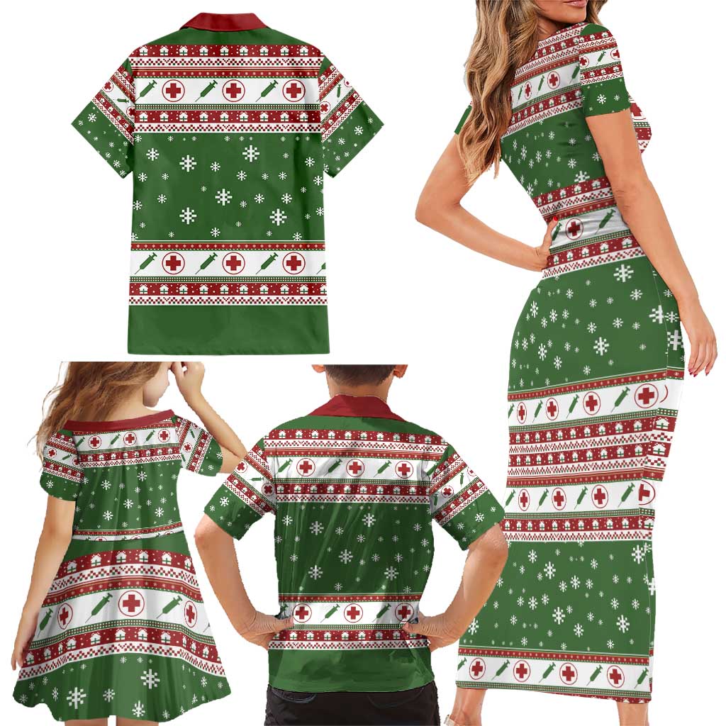 Nurse Family Matching Short Sleeve Bodycon Dress and Hawaiian Shirt Nurse Grinch Christmas DT04 - Wonder Print Shop