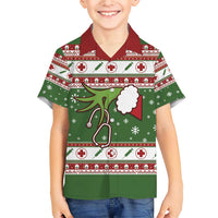 Nurse Family Matching Short Sleeve Bodycon Dress and Hawaiian Shirt Nurse Grinch Christmas DT04 - Wonder Print Shop