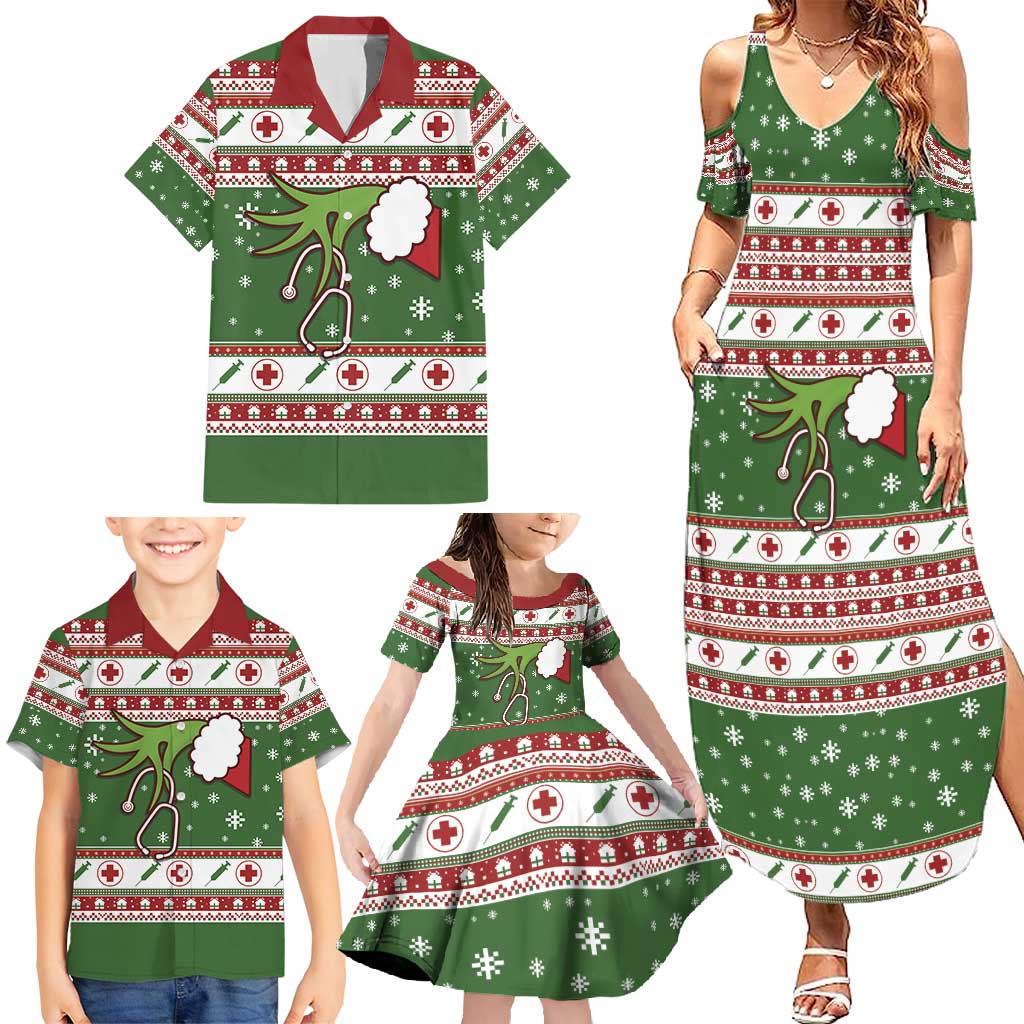 Nurse Family Matching Summer Maxi Dress and Hawaiian Shirt Nurse Grinch Christmas DT04 - Wonder Print Shop