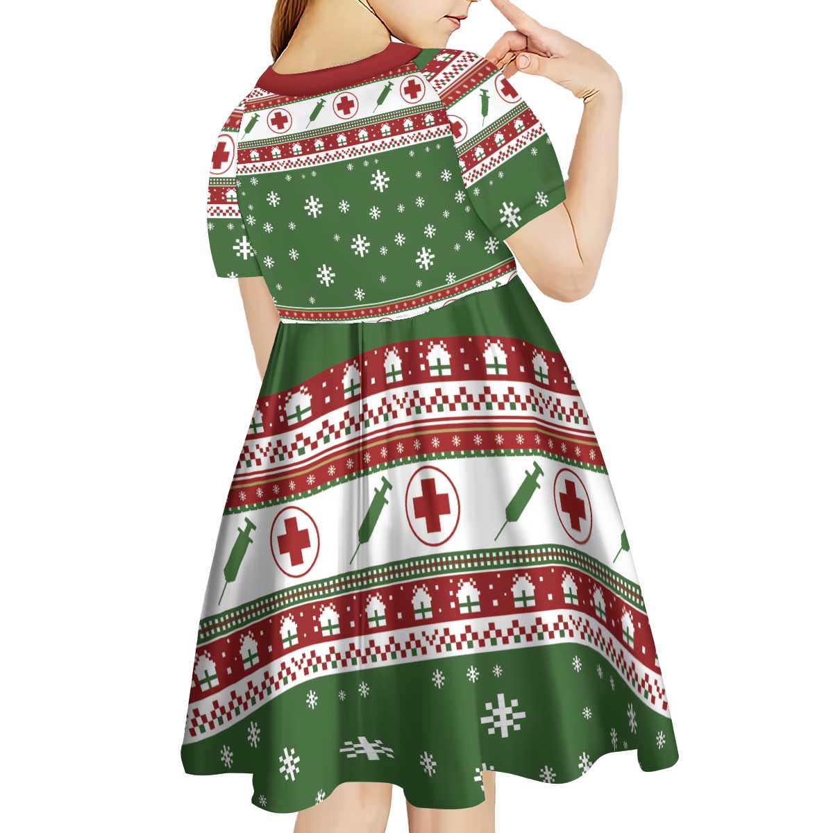 Nurse Kid Short Sleeve Dress Nurse Grinch Christmas DT04 - Wonder Print Shop