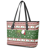 Nurse Leather Tote Bag Nurse Grinch Christmas DT04 - Wonder Print Shop
