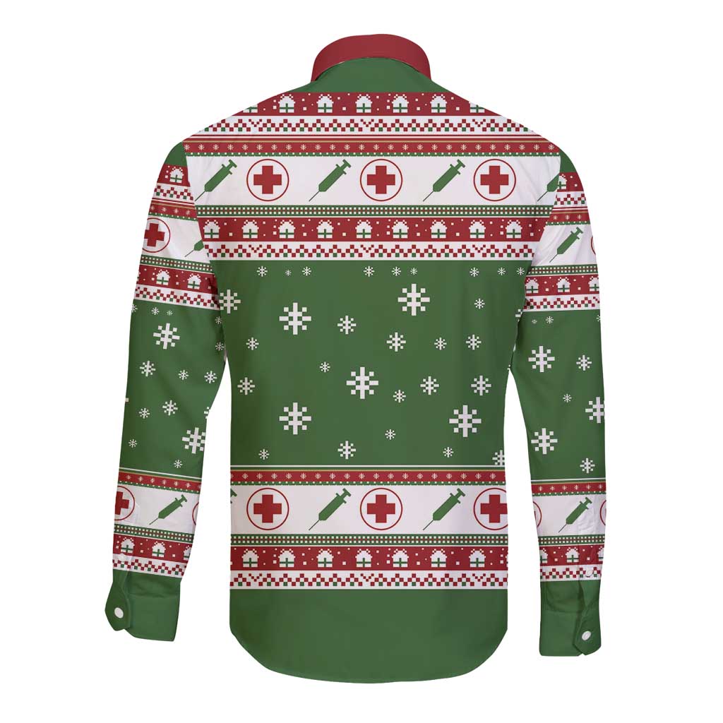 Nurse Long Sleeve Button Shirt Nurse Grinch Christmas DT04 - Wonder Print Shop